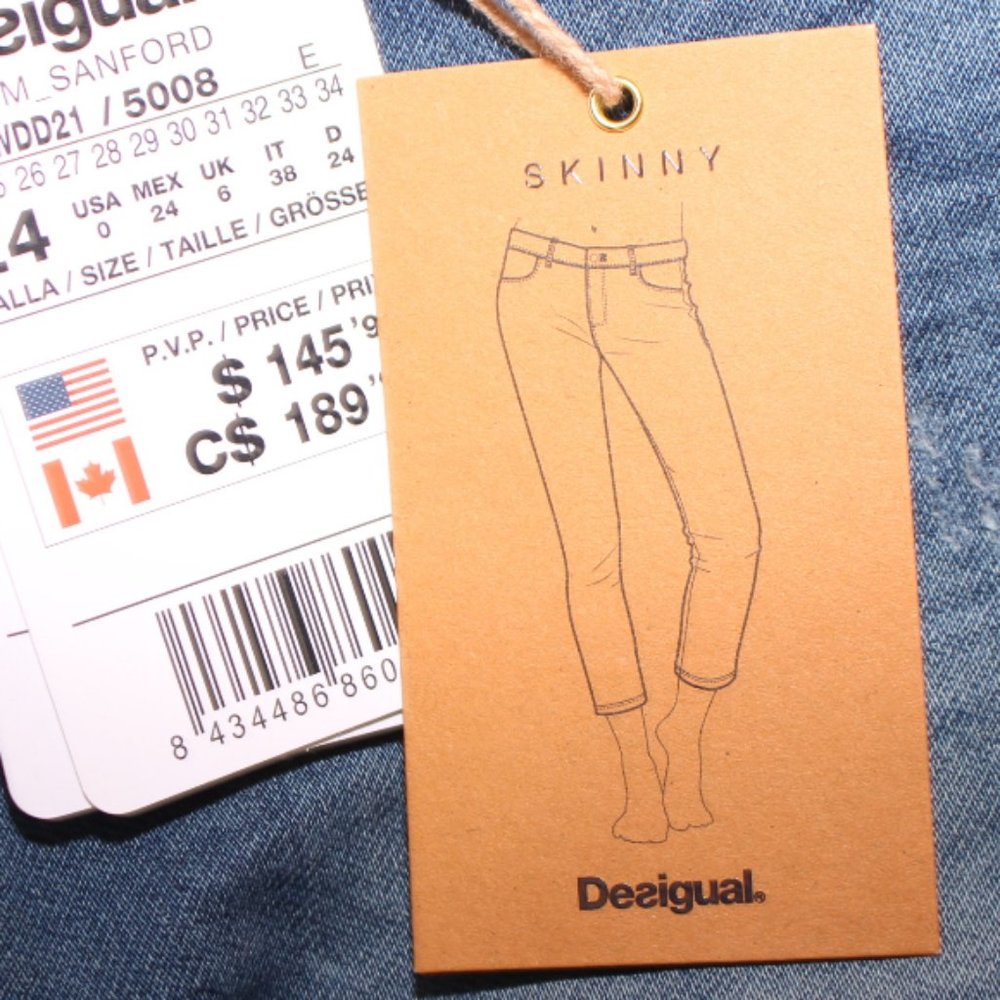 NWT Desigual Ankle Crop Embroidered Skinny Jeans Size 0 - Picture 10 of 11
